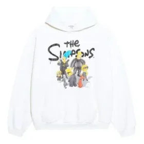 Felpa con cappuccio in cotone Balenciaga x THE SIMPSONS, vestibilità ampia “White” 675003TLVG89016