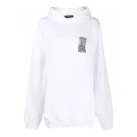 Felpa con cappuccio in cotone Barcode “White” 651799TKVE69040