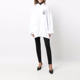 Felpa con cappuccio in cotone Barcode “White” 651799TKVE69040
