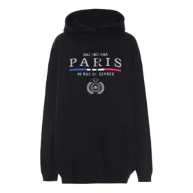 Felpa con cappuccio in cotone BB Paris Flag “Nero” 570811TGV681000