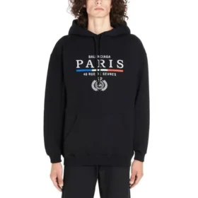 Felpa con cappuccio in cotone BB Paris Flag “Nero” 570811TGV681000