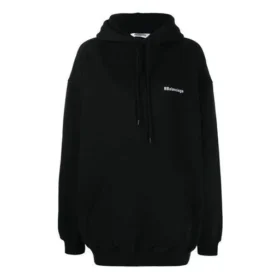 Felpa con cappuccio in cotone con logo SS21, nera 578135TJV851070