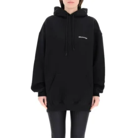 Felpa con cappuccio in cotone con logo SS21, nera 578135TJV851070
