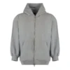 Felpa con cappuccio in jersey di cotone effetto consumato con zip “Grey” 744454TOVV91241