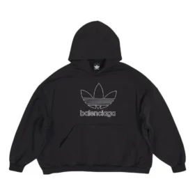 Felpa con cappuccio oversize con logo Balenciaga x adidas “Black White” 712396TNVA91070