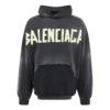 Felpa con cappuccio oversize con tasche strappate “Black Faded” 744190TOVB11055