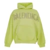 Felpa con cappuccio oversize con tasche strappate e Tape Type “Giallo fluo” 744441TOVB17204