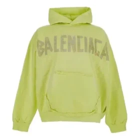 Felpa con cappuccio oversize con tasche strappate e Tape Type “Giallo fluo” 744441TOVB17204