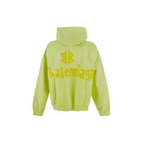 Felpa con cappuccio oversize con tasche strappate e Tape Type “Giallo fluo” 744441TOVB17204