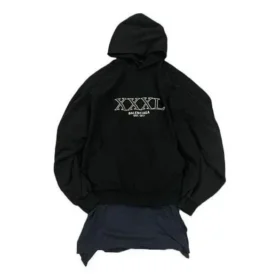 Felpa con cappuccio oversize con toppe XXXL “Black” 720406TNVD91070