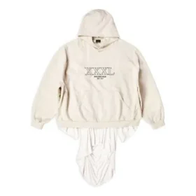 Felpa con cappuccio oversize con toppe XXXL “Ecru” 720406TNVD99784