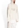 Felpa con cappuccio oversize con toppe XXXL “Ecru” 720406TNVD99784