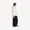 Felpa con cappuccio oversize da uomo color crema con zip e motivo “tattoo”