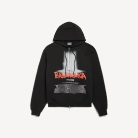 Felpa con cappuccio oversize da uomo “The Door” con zip, colore nero