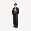 Felpa con cappuccio oversize da uomo “The Door” con zip, colore nero Felpa con cappuccio oversize da uomo “The Door” con zip, colore nero