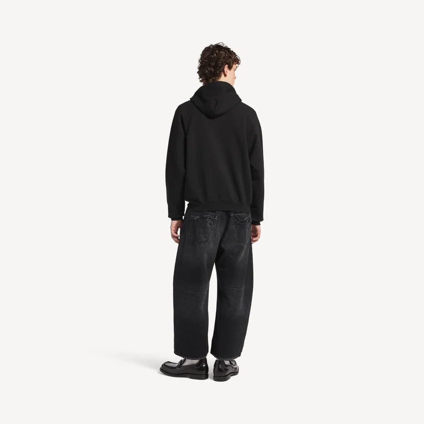 Felpa con cappuccio oversize da uomo “The Door” con zip, colore nero Felpa con cappuccio oversize da uomo “The Door” con zip, colore nero