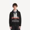 Felpa con cappuccio oversize da uomo “The Door” con zip, colore nero Felpa con cappuccio oversize da uomo “The Door” con zip, colore nero