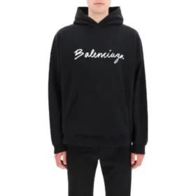 Felpa con cappuccio oversize e logo in script “Black White” 674986TMVB51070 Felpa con cappuccio oversize e logo in script “Black White” 674986TMVB51070