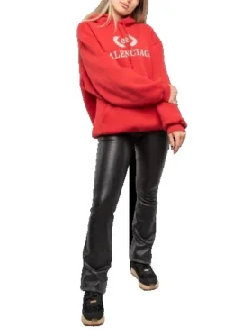 Felpa con cappuccio oversize in cotone con logo BB “Rosso” 547765TCV316400