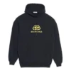 Felpa con cappuccio oversize in maglia interlock BB “Black Yellow” 578138TEV191361