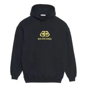 Felpa con cappuccio oversize in maglia interlock BB “Black Yellow” 578138TEV191361 Felpa con cappuccio oversize in maglia interlock BB “Black Yellow” 578138TEV191361