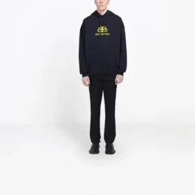 Felpa con cappuccio oversize in maglia interlock BB “Black Yellow” 578138TEV191361 Felpa con cappuccio oversize in maglia interlock BB “Black Yellow” 578138TEV191361