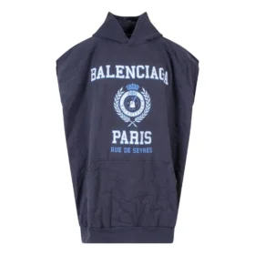 Felpa con cappuccio oversize senza maniche Est. 1917 con logo College “Navy” 697875TMV964140