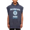 Felpa con cappuccio oversize senza maniche Est. 1917 con logo College “Navy” 697875TMV964140