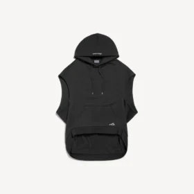 Felpa con cappuccio senza maniche da uomo con vestibilità regolare, colore nero