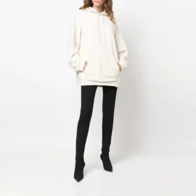 Felpa con cappuccio sportiva oversize con coulisse “Bianco” 600583TLVA19080