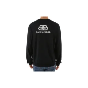 Felpa con stampa sul retro e motivo a BB intrecciati “Black White” 583117T14394170