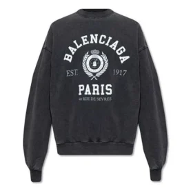 Felpa girocollo con stampa del logo del college “Est. 1917” “Washed Black” 697869TMV991000