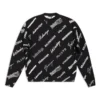 Felpa girocollo con stampa logo su tutta la superficie “Black White” 724858T16651070