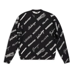 Felpa girocollo con stampa logo su tutta la superficie “Black White” 724858T16651070
