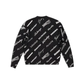 Felpa girocollo con stampa logo su tutta la superficie “Black White” 724858T16651070
