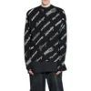 Felpa girocollo con stampa logo su tutta la superficie “Black White” 724858T16651070