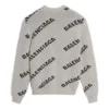 Felpa girocollo in misto lana con logo su tutta la superficie “Grey Black” 555481T14711262