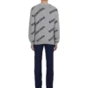 Felpa girocollo in misto lana con logo su tutta la superficie “Grey Black” 555481T14711262
