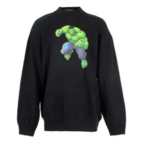 Felpa in cotone Balenciaga x Marvel con stampa Hulk, dal taglio squadrato e girocollo “Nera” 671125TLV581000
