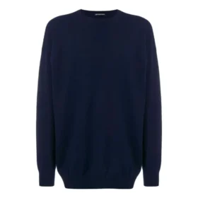 Felpa in maglia di cashmere con collo rotondo e logo sul retro “Navy” 583111T40924140 Felpa in maglia di cashmere con collo rotondo e logo sul retro “Navy” 583111T40924140