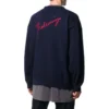 Felpa in maglia di cashmere con collo rotondo e logo sul retro “Navy” 583111T40924140