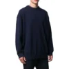 Felpa in maglia di cashmere con collo rotondo e logo sul retro “Navy” 583111T40924140