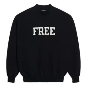 Felpa unisex FW21 con stampa gratuita e collo rotondo, nera 652981TKVD41070