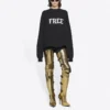 Felpa unisex FW21 con stampa gratuita e collo rotondo, nera 652981TKVD41070
