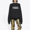 Felpa unisex FW21 con stampa gratuita e collo rotondo, nera 652981TKVD41070