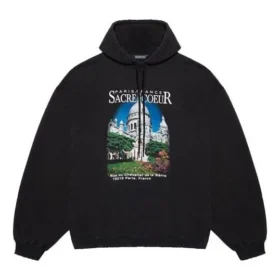 Felpe con cappuccio Balenciaga Landscape da uomo, modello ampio, nera 641679TJVH91000