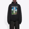 Felpe con cappuccio Balenciaga Landscape da uomo, modello ampio, nera 641679TJVH91000