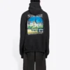Felpe con cappuccio Balenciaga Landscape da uomo, modello ampio, nera 641679TJVH91000