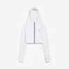 Felpe con cappuccio da donna in stile techwear, modello a bozzolo, colore bianco