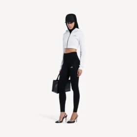 Felpe con cappuccio da donna in stile techwear, modello a bozzolo, colore bianco
